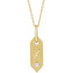 14K .05 CT Natural Diamond Initial Necklace 16-18"