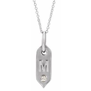 14K .05 CT Natural Diamond Initial Necklace 16-18"