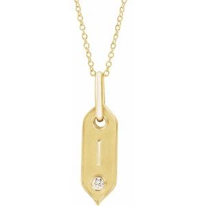 14K .05 CT Natural Diamond Initial Necklace 16-18"