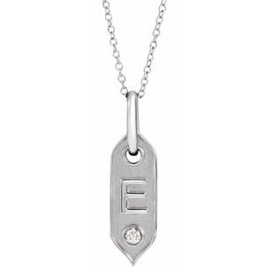 14K .05 CT Natural Diamond Initial Necklace 16-18"