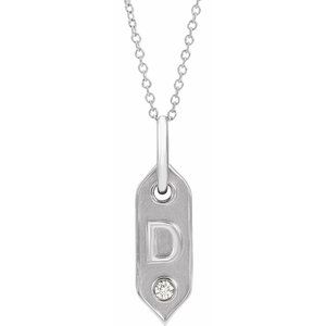 14K .05 CT Natural Diamond Initial Necklace 16-18"