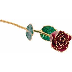 Lacquered Garnet Colored January Birthstone Rose with Gold Trim