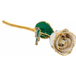 Lacquered Pearl Colored June Birthstone Rose with Gold Trim