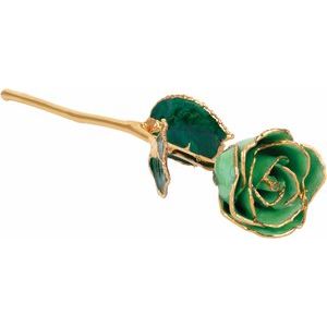 Lacquered Peridot Colored August Birthstone Rose with Gold Trim