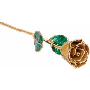 Lacquered Yellow Topaz Colored November Birthstone Rose with Gold Trim