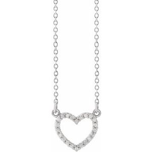14K gold .08 CTW Natural Diamond Petite Heart 16" Necklace