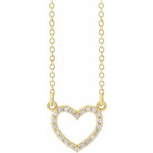 14K gold .08 CTW Natural Diamond Petite Heart 16" Necklace