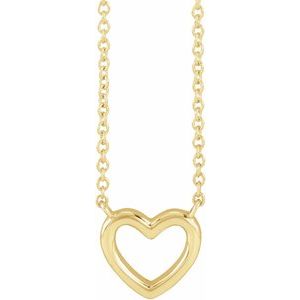 14K Yellow 9.18x8.9 mm Heart Necklace