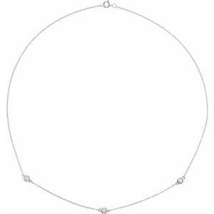 14K Lab-Grown Diamond 3-5-7 Station 18" Necklace