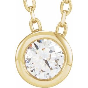14k Gold Lab-Grown Diamond Solitaire Bezel-Set Necklace