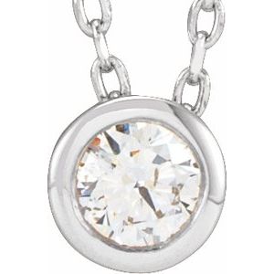 14k Gold Lab-Grown Diamond Solitaire Bezel-Set Necklace