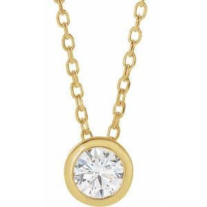 14k Gold Lab-Grown Diamond Solitaire Bezel-Set Necklace