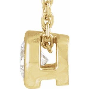 14k Gold Lab-Grown Diamond Solitaire Bezel-Set Necklace