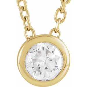 14k Gold Lab-Grown Diamond Solitaire Bezel-Set Necklace