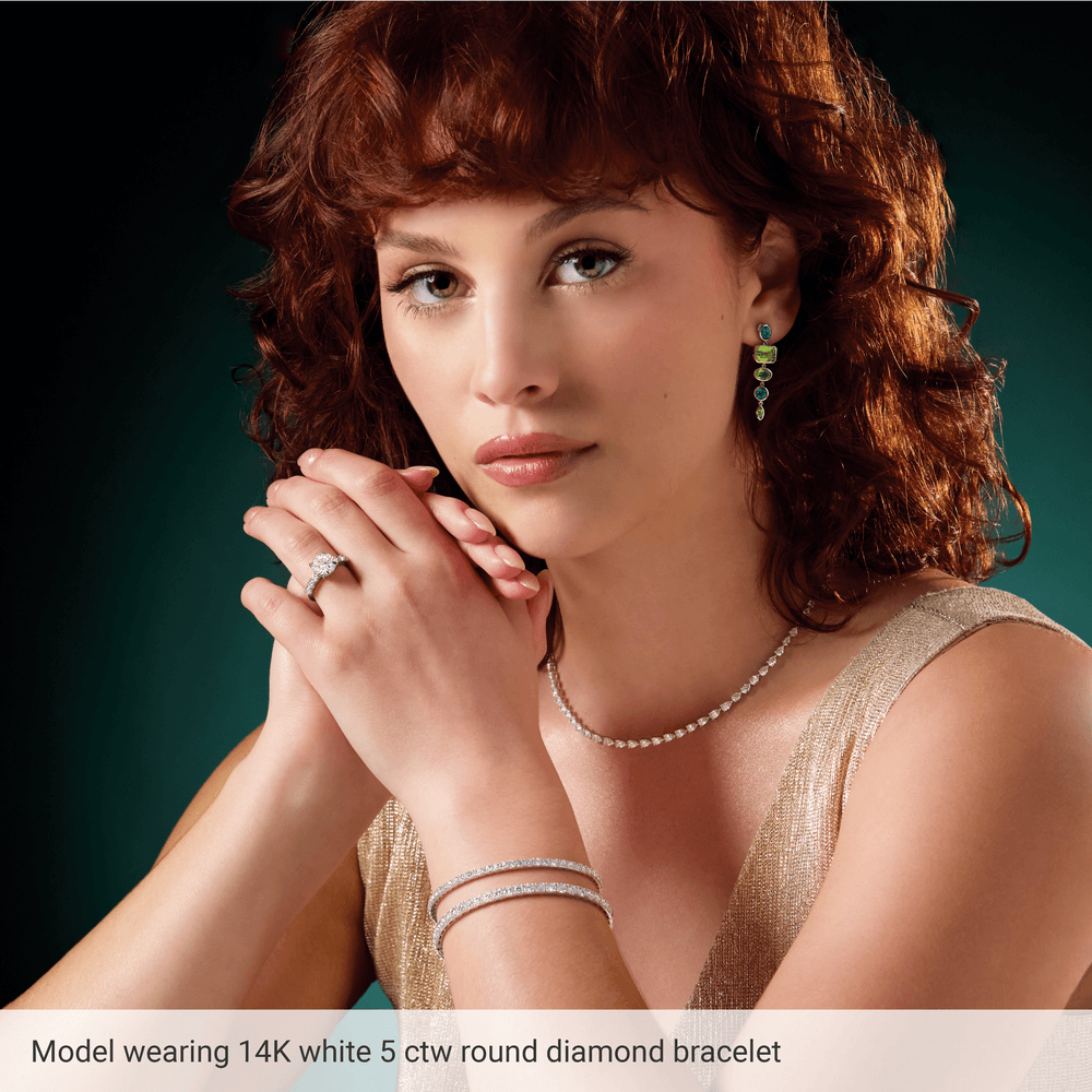 14k Lab Created Diamond Flexible full Bangle 7" Bracelet